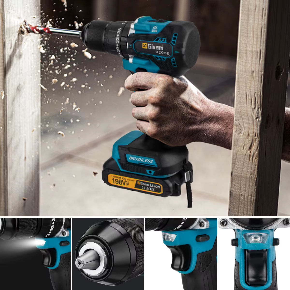 Gami 65N.m 13MM 35 + 3 couple perceuse à percussion électrique sans brosse tournevis électrique sans