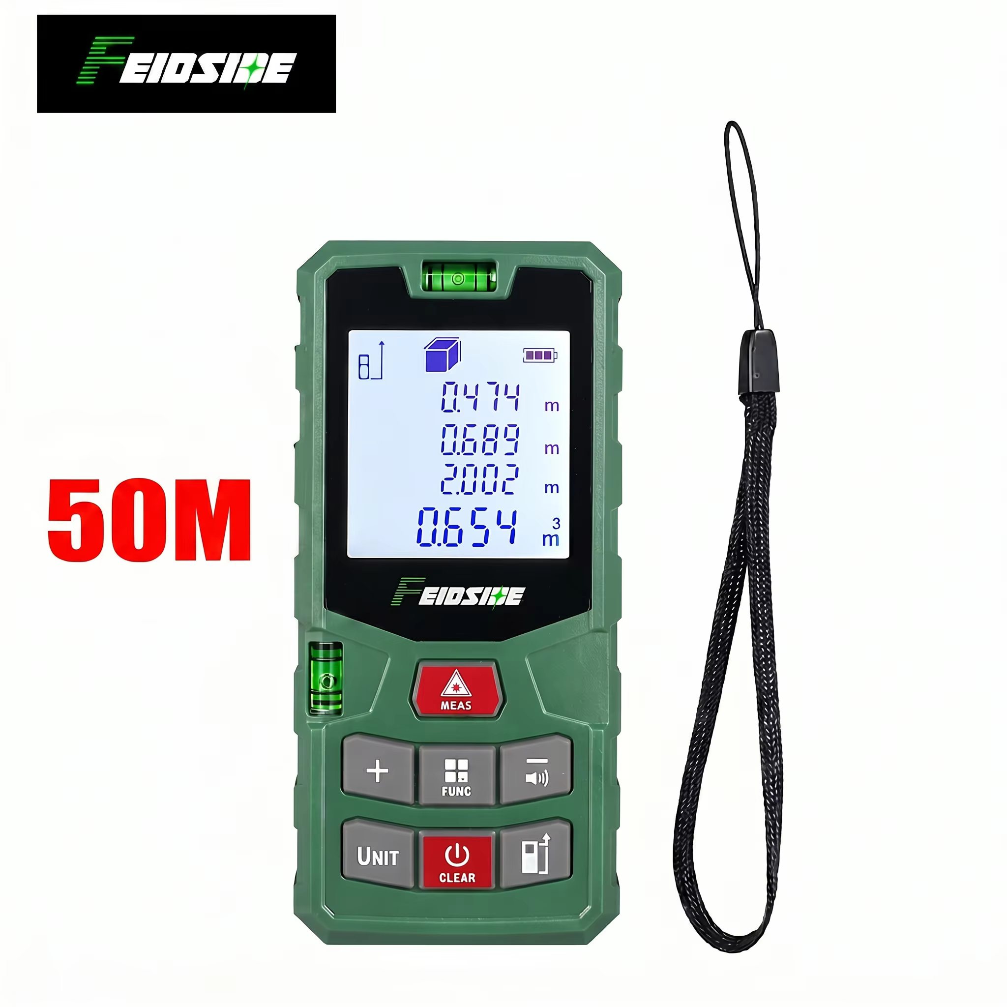 Télémètre laser rouge portatif FEIDSIDE 50M 120M, télémètre laser numérique haute précision