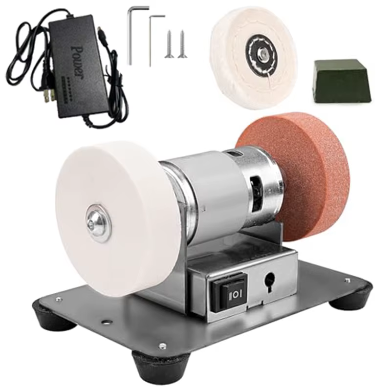 Mini-meuleuse à banc avec 3 roues, machine de meulage électrique multifonction pour le métal, le boi