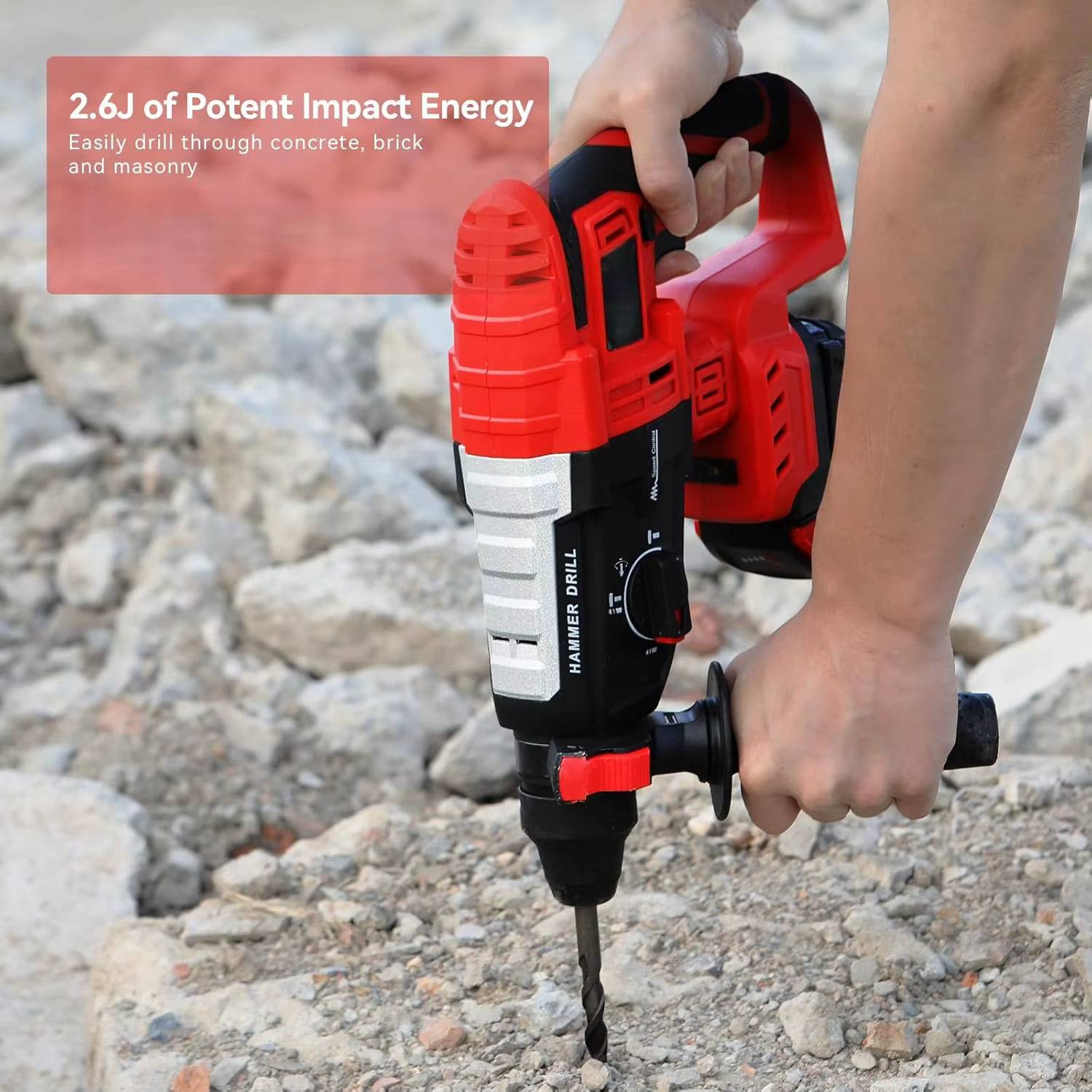 Marteau perforateur rotatif pour perceuse à percussion Milwaukee M18 2.6J avec 4 modes 360° ° Mote