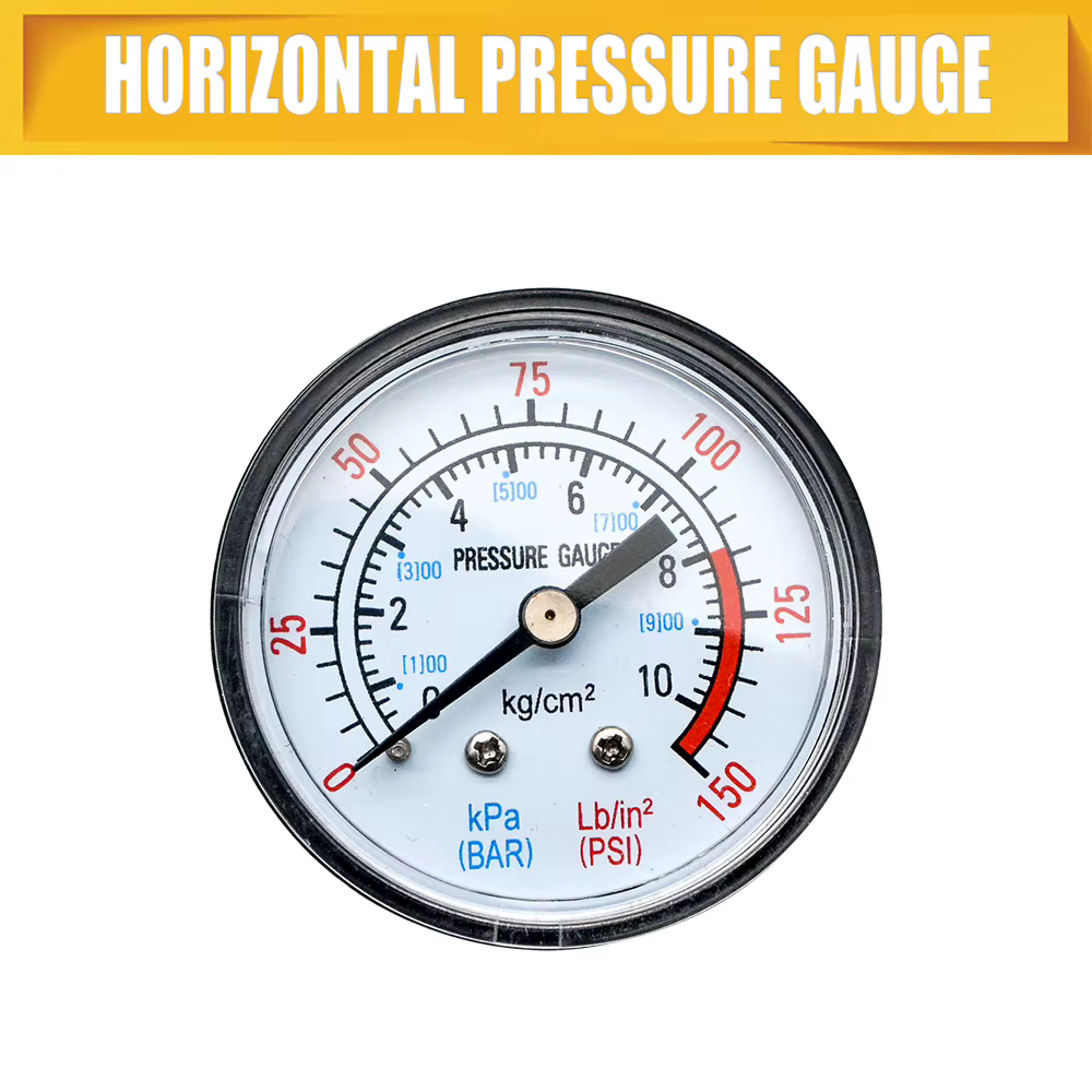 Jauge de pression horizontale, 0-1 MPa/0-10 Bar, 8x1, filetage arrière, air, eau, huile, outil de me