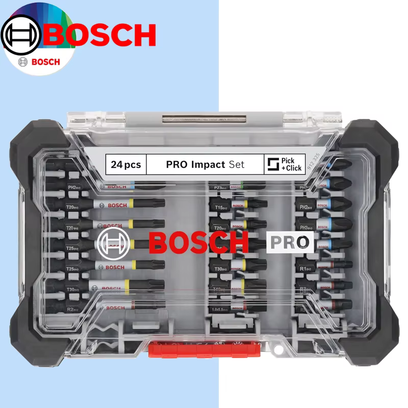 Jeu de 24 embouts de tournevis à percussion magnétiques BOSCH PRO pour perceuse à percussion et tour