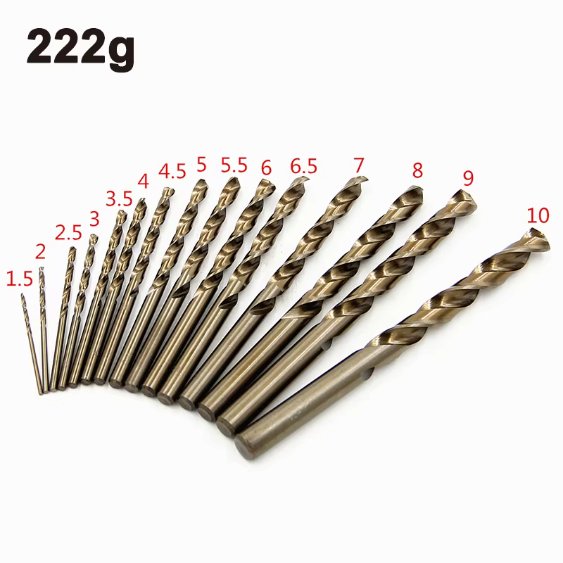 15pc M35 cobalt contient du foret hélicoïdal à tige droite jaune rôti 1.5-10mm acier rapide jeu d'ou