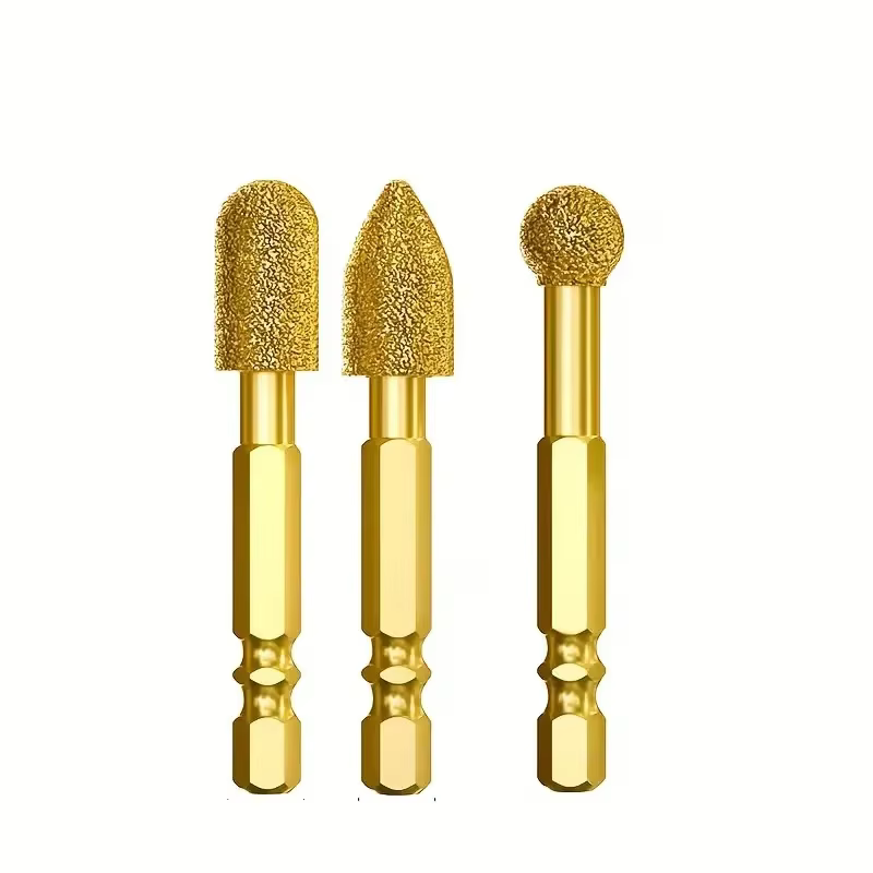 Lot de 3 têtes de meulage diamantées, lime rotative pour carrelage, tête de polissage pour fer, acie