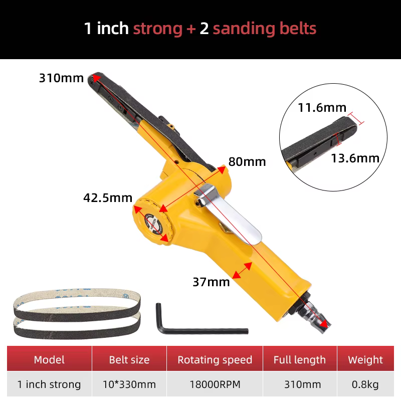 HIFESON 3/8 " ponceuse à bande pneumatique meuleuse à bande pneumatique ponceuse pour 10x330mm 20x52