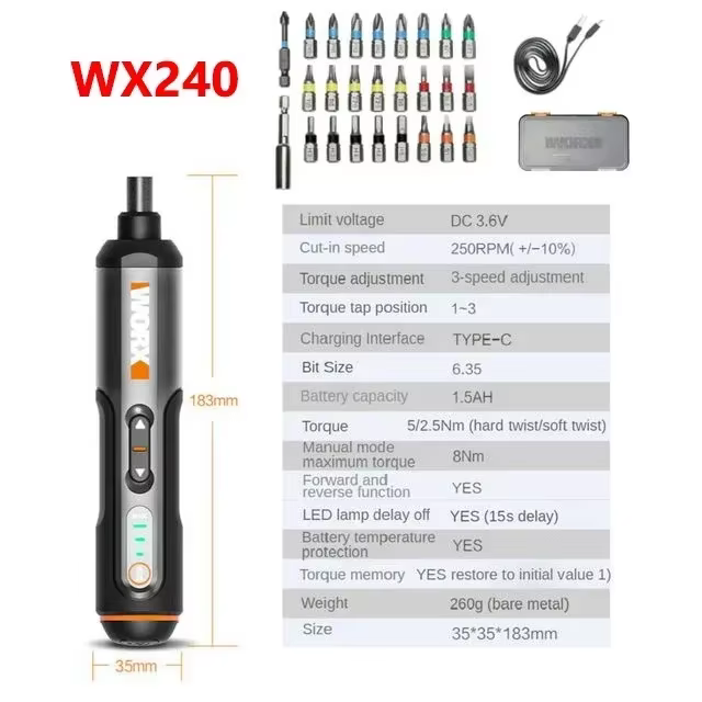 Worx 4V jeu de tournevis électriques WX242 Portable intelligent sans fil tournevis électrique Mini p