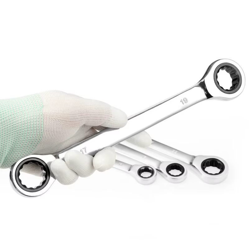 Clé à cliquet à anneau Double tête, ensemble de clés à cliquet en acier au Chrome Vanadium, outils d