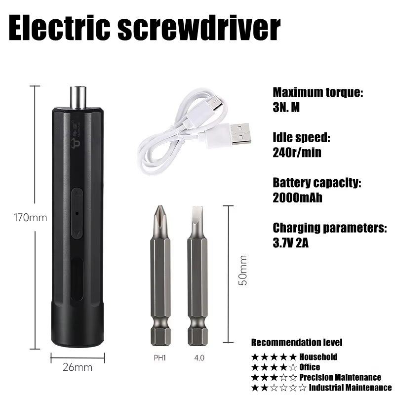Tournevis électrique Portable sans fil avec 2 Mini perceuse, embout magnétique, réparation à domicil