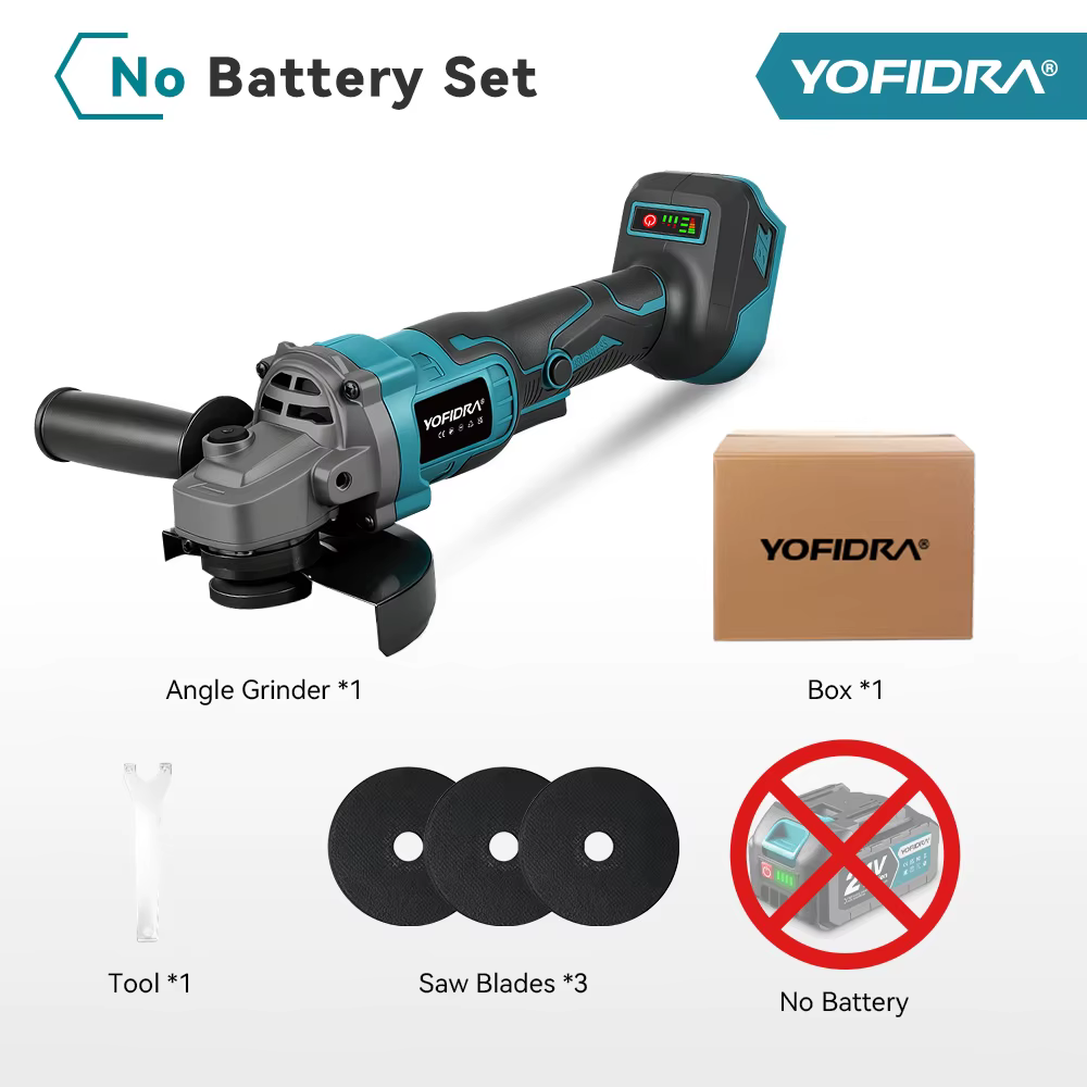 YOFIDRA 125mm meuleuse d'angle sans brosse 3 vitesses sans fil métal bois meulage polissage outil de