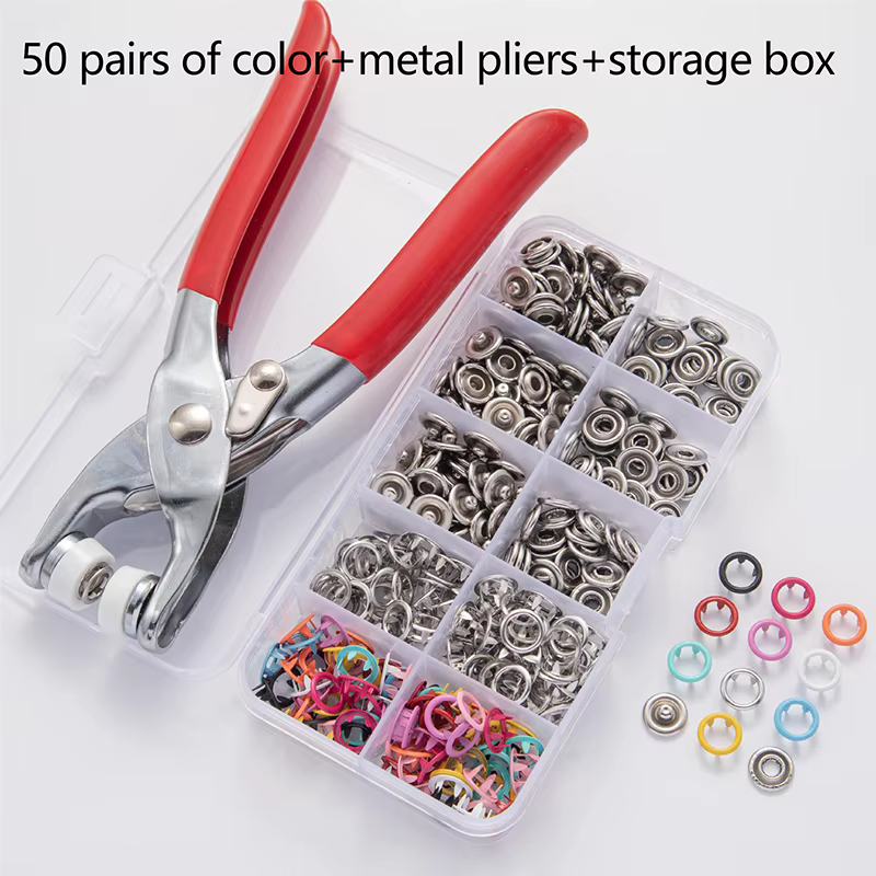Kit de boutons-pression avec pince à pression manuelle, 50 boutons-pression métalliques pour la cout