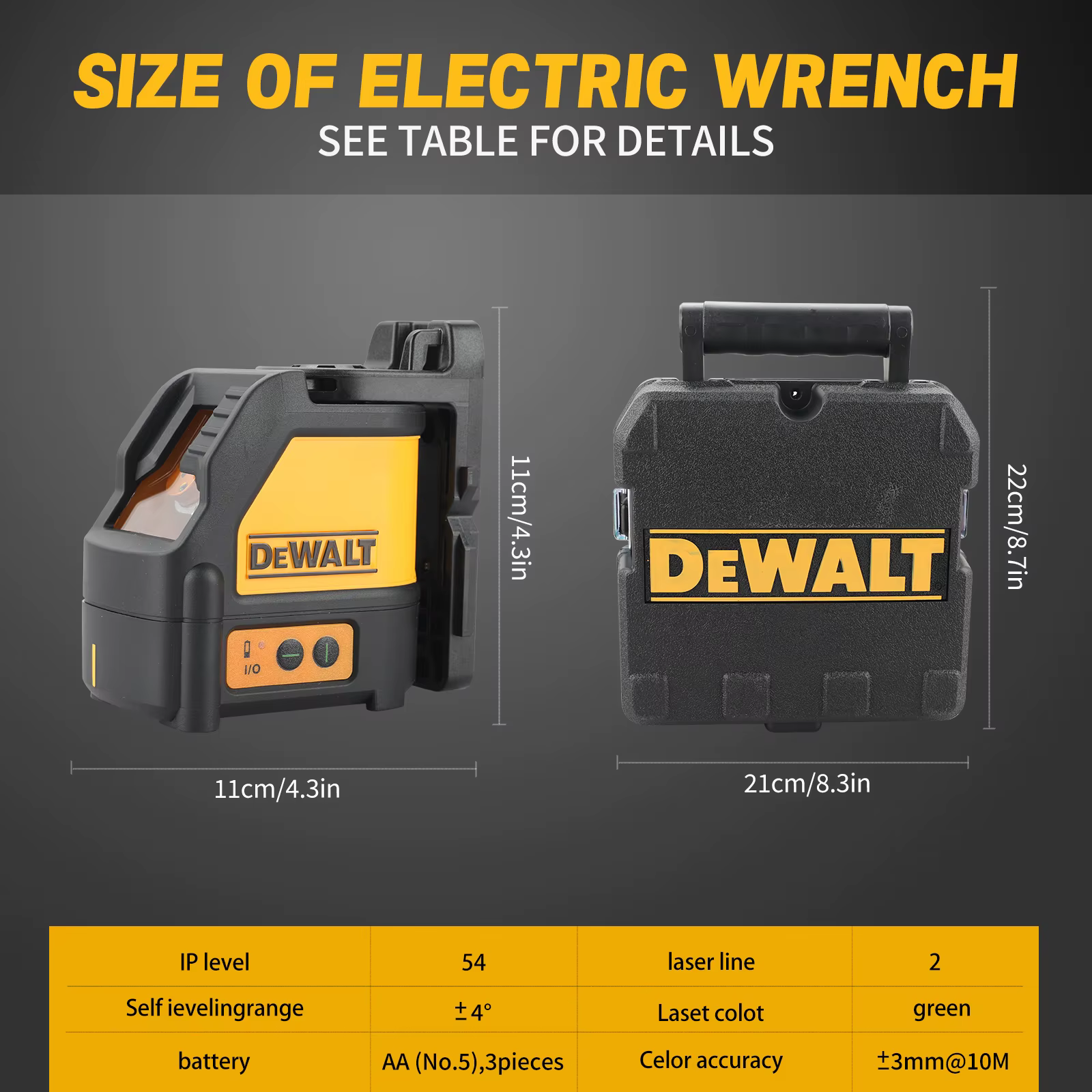 DEWALT niveau Laser 2 lignes lignes transversales lumière verte nivellement automatique niveau Laser