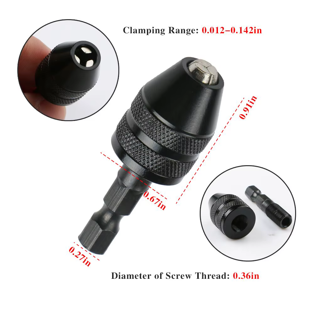 Adaptateur de pilote d'impact de tournevis de mandrin de perceuse sans clé 1/4 ''adaptateur de conve