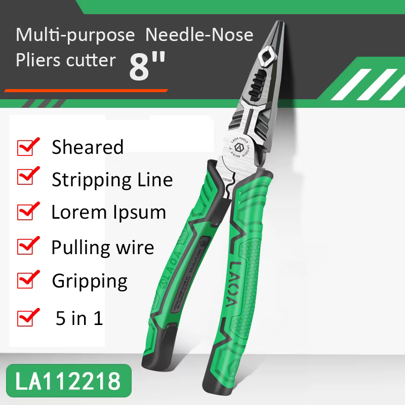 LAOA 8 pouces multifonction aiguille nez électricien pince coupante fil dénudage Terminal sertissage