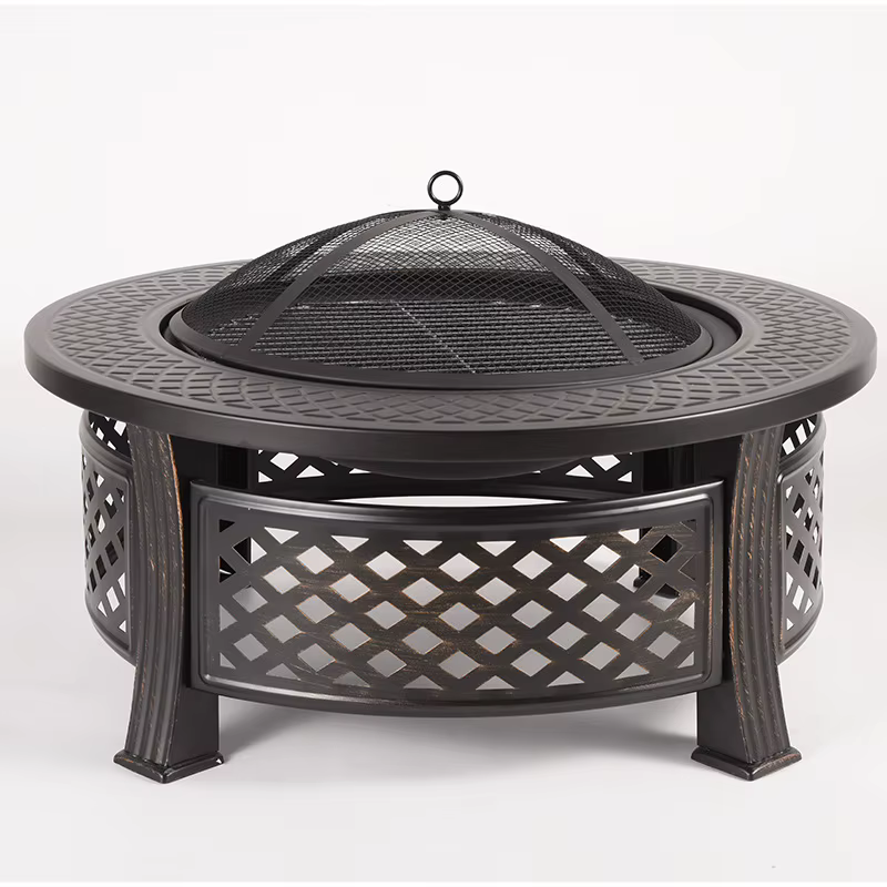 Barbecue multifonctionnel de style européen et américain, foyer rond, barbecue au charbon de bois po