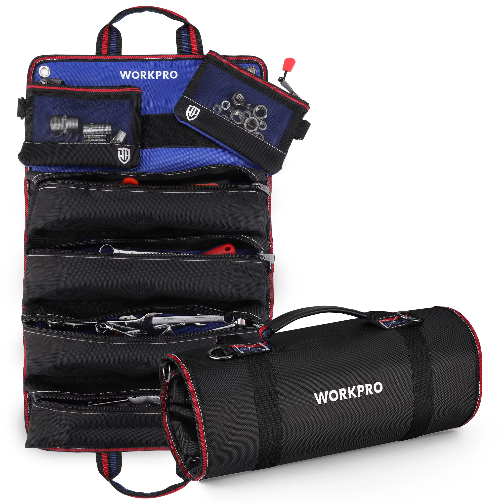 WORKPRO – sac à outils enroulable avec 6 poches, organisateur d'outils polyvalent et robuste avec po