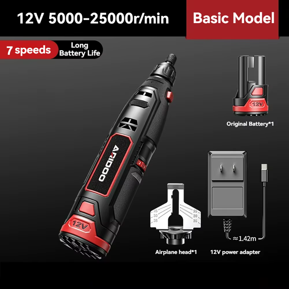 Perceuse électrique sans fil 5000-25000r 12V, Micro outil rotatif, Mini meuleuse, graveur de batteri