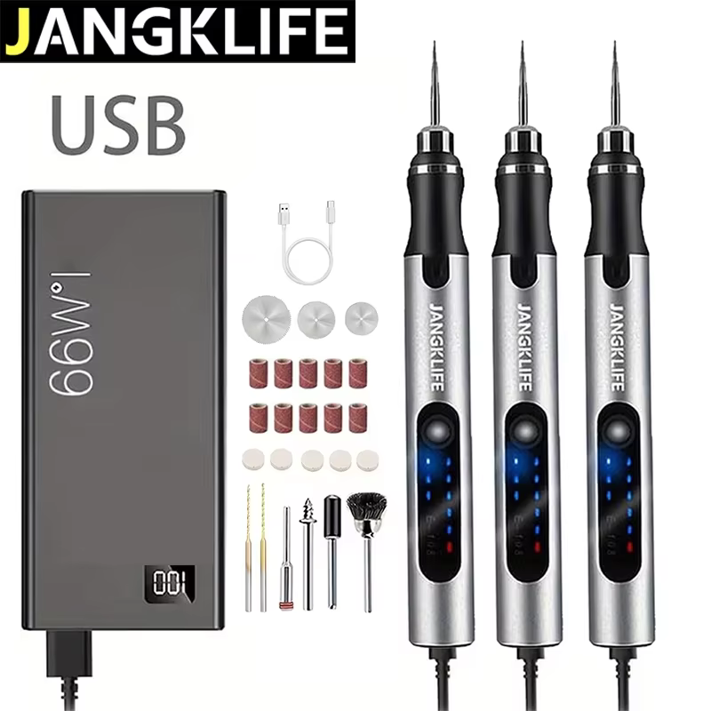 Kit d'outils rotatifs rechargeables USB JANGKLIFE pour la sculpture sur bois, le bricolage, la sculp