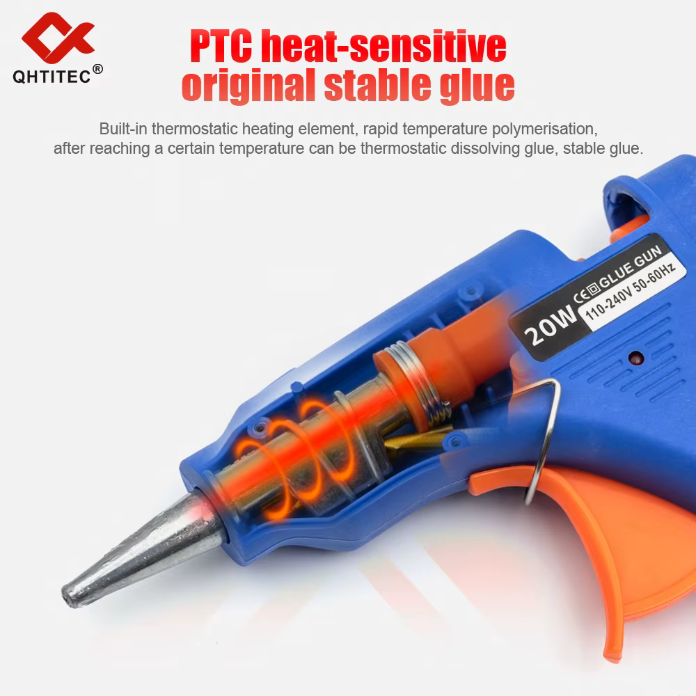 Pistolet à colle thermofusible 20W avec bâton de colle Transparent de 7MM, Mini pistolet électrique 