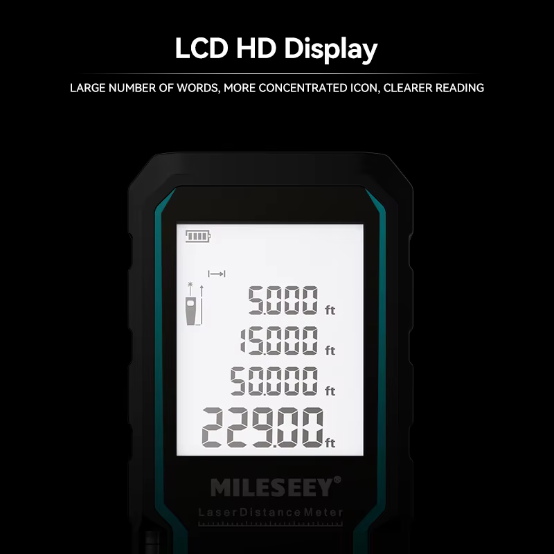 MILESEEY metre laser, telemetres laser, IP54 Mètre ruban laser 40M 60M 80M 100M , règle électronique