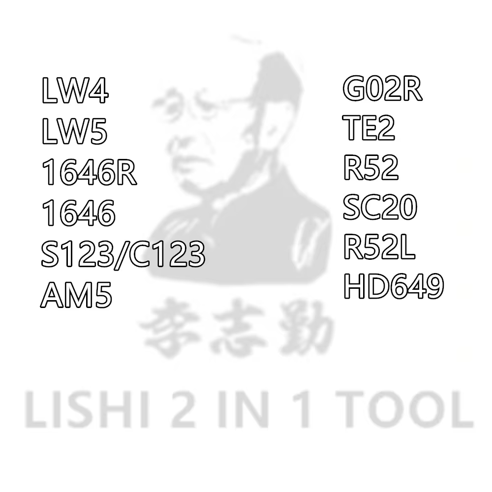 2026 ! Outils Lishi LW4 LW5 1646R 1646 S123/C123 G02R TE2 R52 SC20 R52L R52 AM5 HD649