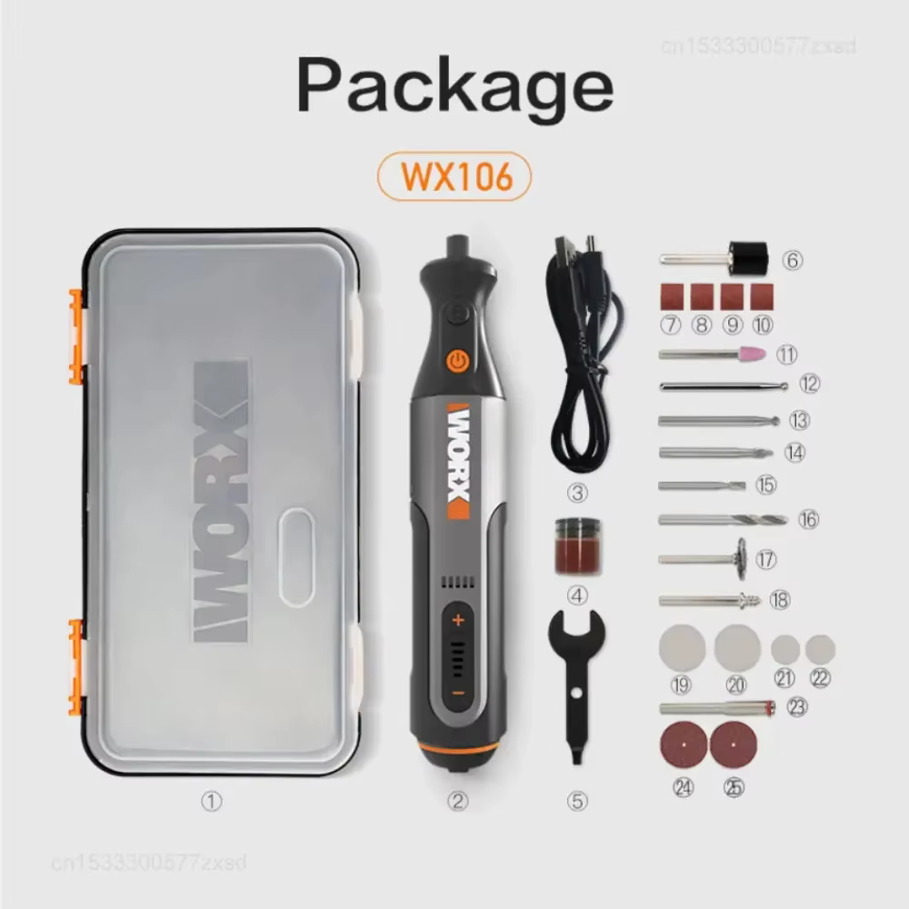 Worx WX106 outil rotatif 8V sans fil Mini perceuse gravure meulage polisseuse chargeur USB ensemble