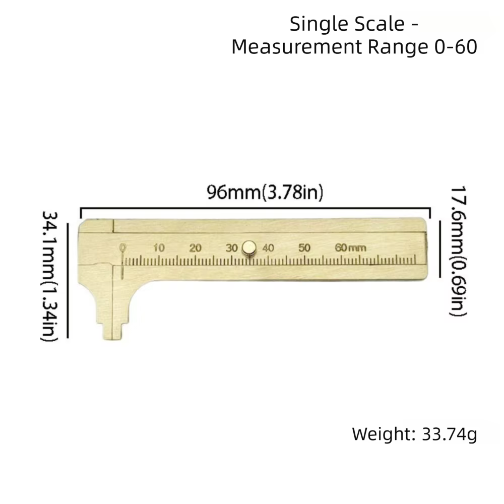 Pied à coulisse double échelle (mm/pouces) en laiton, précision 0,02 mm, outil de bijoutier
