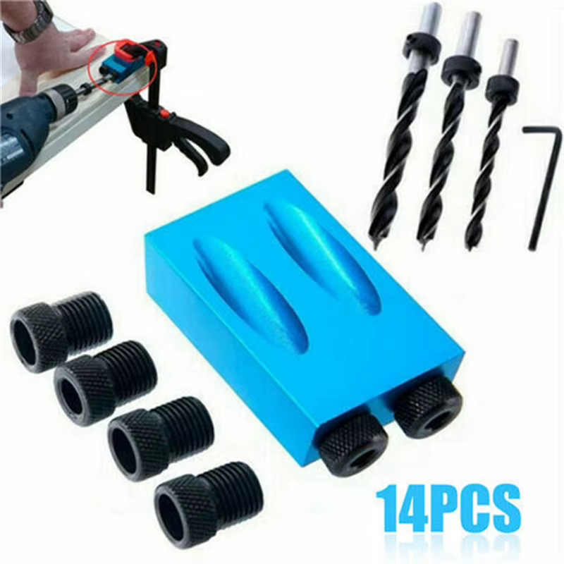 Nouveau 7/14/15 pièces trou de poche vis gabarit 15 degrés cheville perceuse menuiserie Kit charpent
