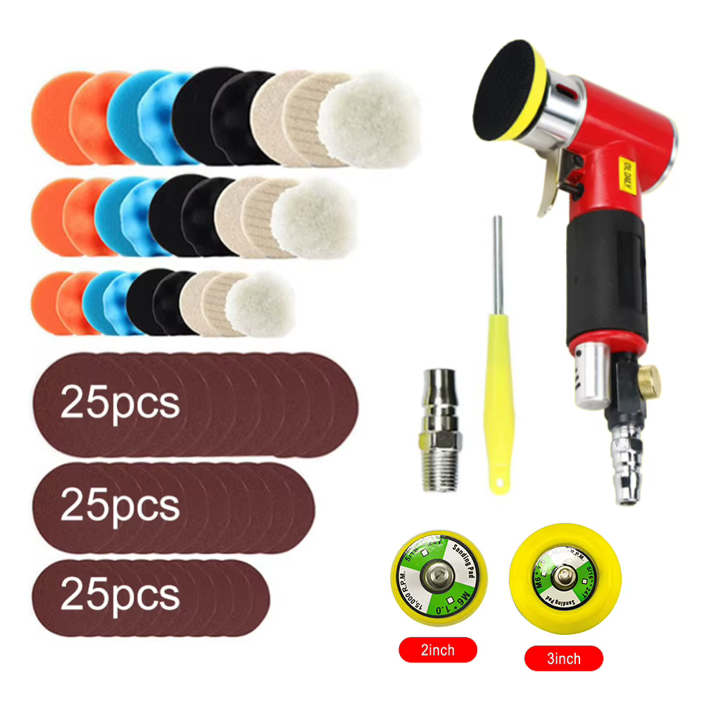 Ponceuse orbitale pneumatique pour voiture 15000 tr/min, 108 pièces, mini machine de ponçage pneumat