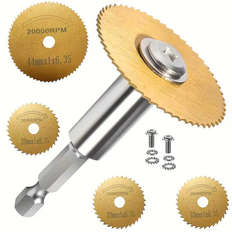 Jeu de 7 lames de scie HSS à tige hexagonale, revêtement titane, diamètre 32 mm, épaisseur 6,35 mm, 