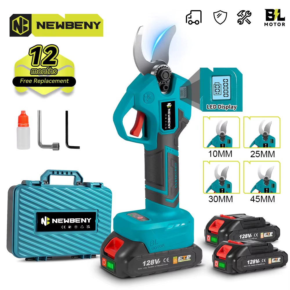 NEWBENY – sécateur électrique sans balais, 30mm, 4 vitesses, sans fil, pour jardin, arbres fruitiers
