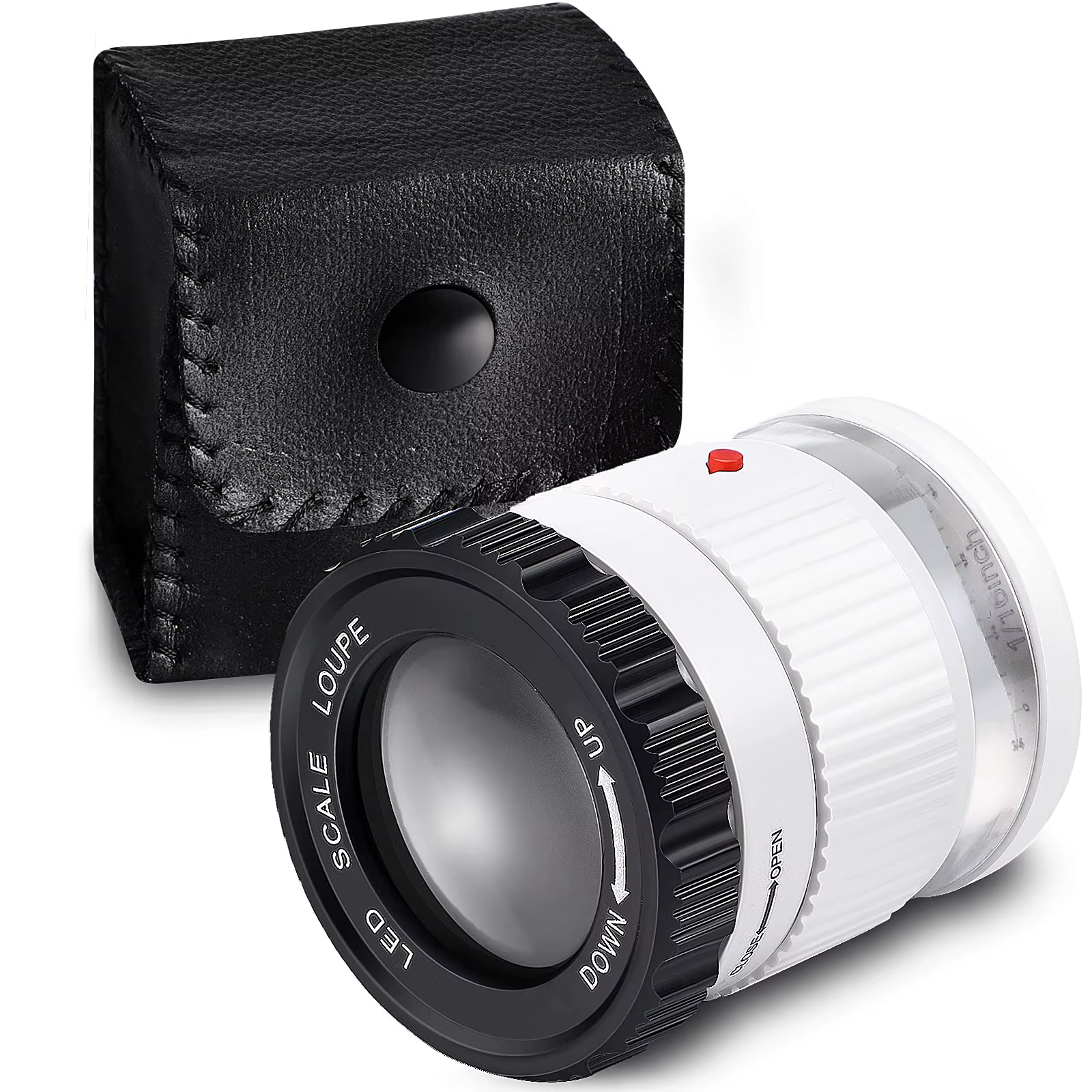 Loupe cylindrique portative 30X avec échelle LED lumière UV Loupe éclairée Focale réglable HD Loupe 