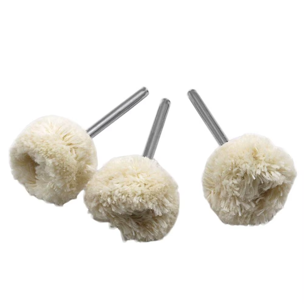 STONEGO 10 pièces tête de polissage de roue en laine avec tige de 3mm pour le polissage de bijoux mé