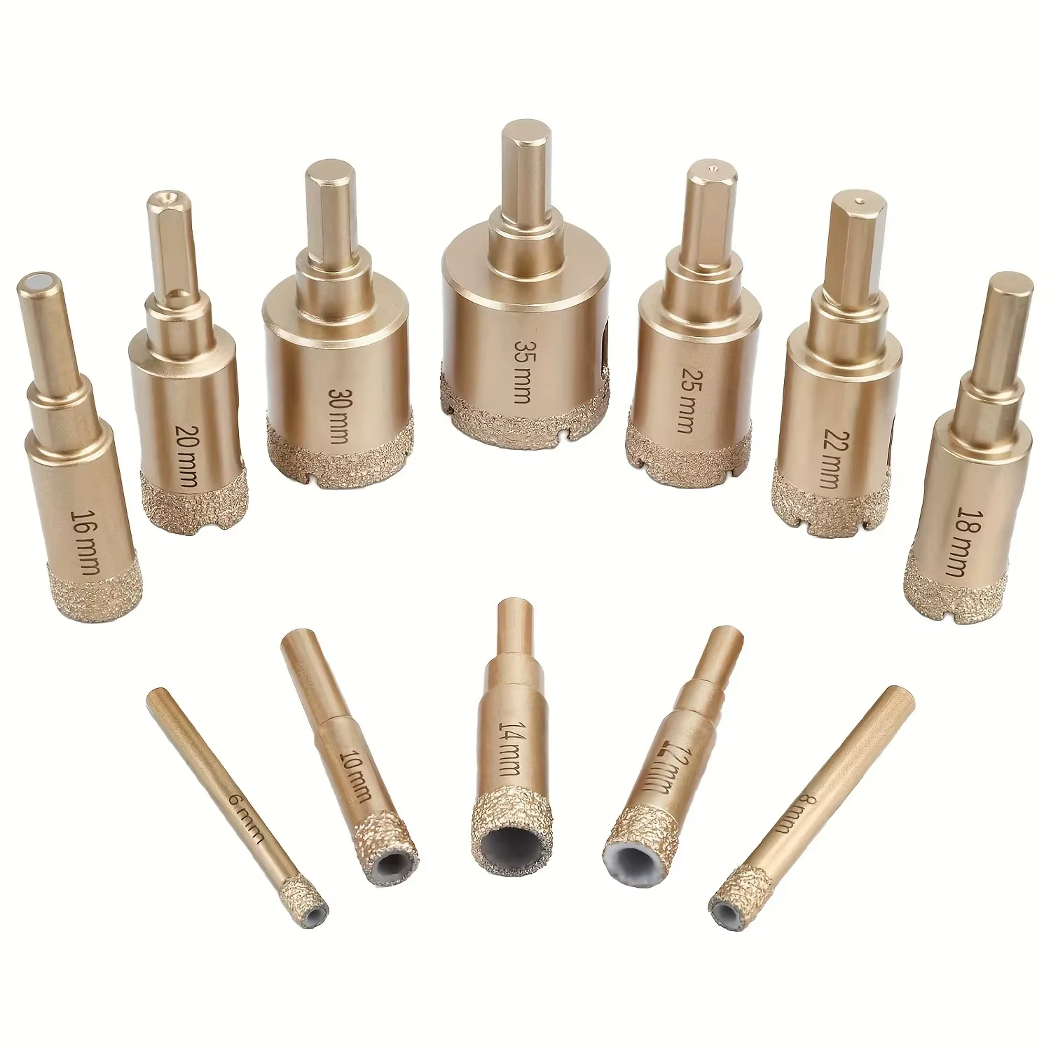 Kit de 12 forets diamantés pour verre, marbre et pierre - Kit de scies cloches de 6 à 35 mm avec out