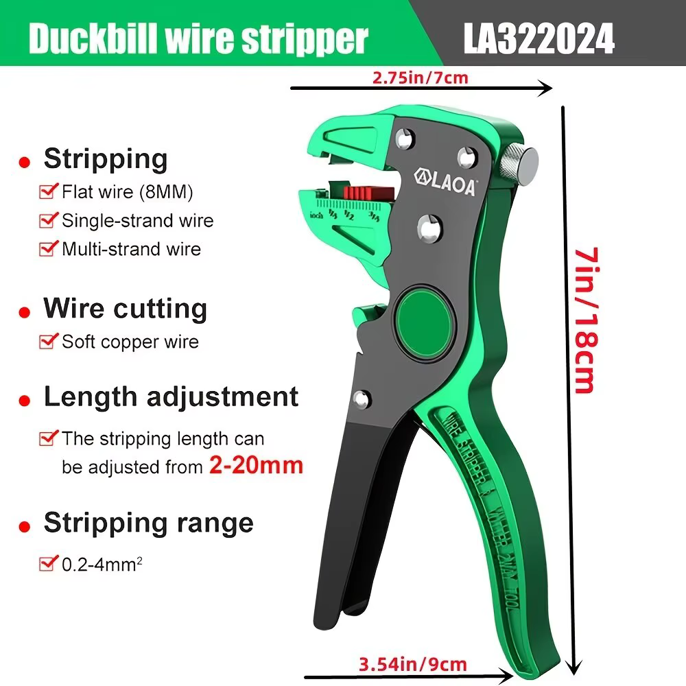 LAOA Automatique Fil Stripper Flatwire Cutter Pince À Décaper 0.2 à 4mm Plage Réglage de La Longueur