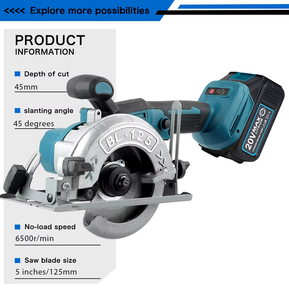 Makita-Scie circulaire électrique sans fil sans balais, machine à couper le bois réglable, détermine
