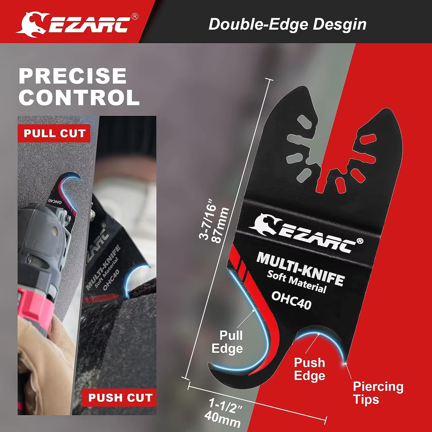 Lame de couteau oscillante multi-outils EZARC, 3 lames de scie multi-outils pour couper les matériau