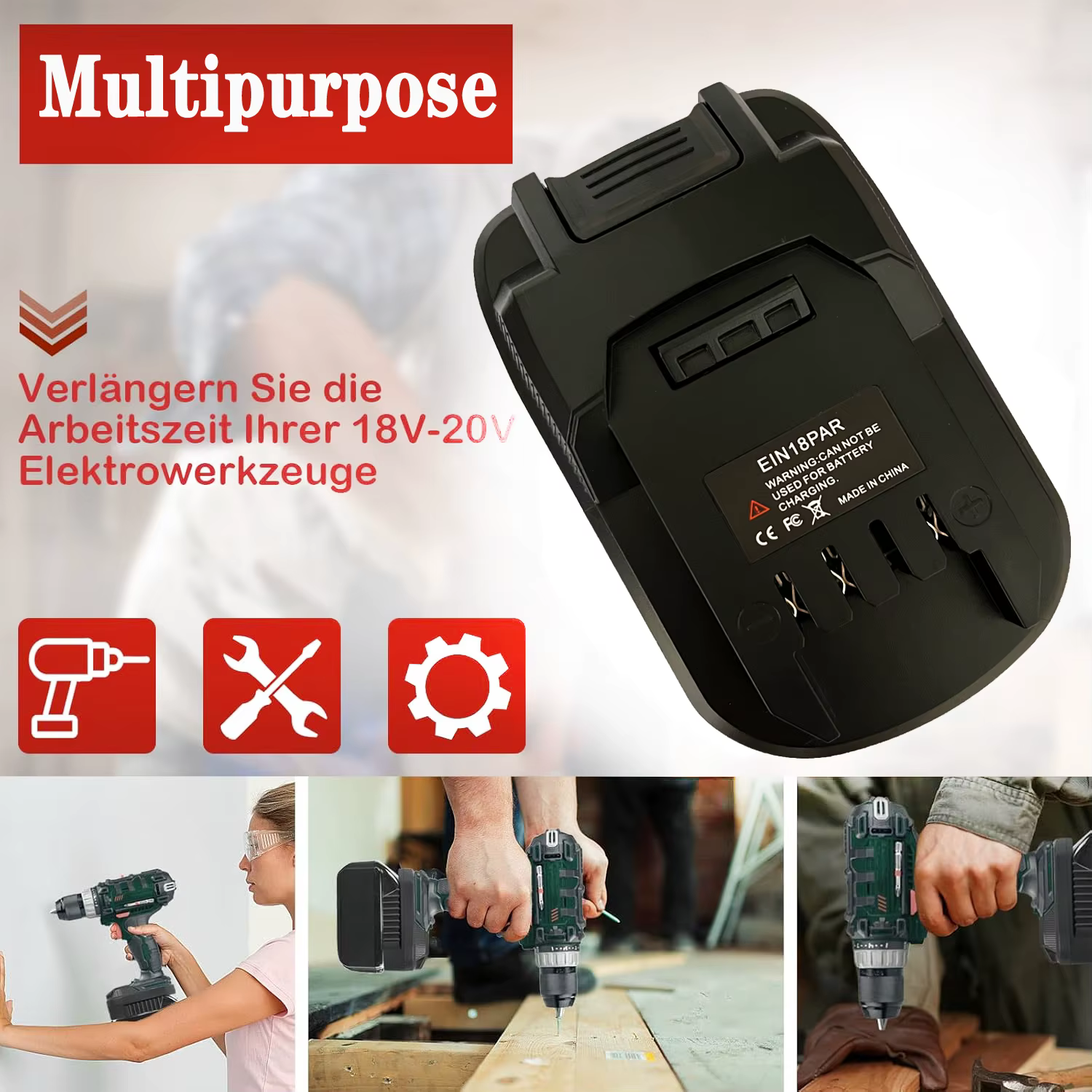 Adaptateur de batterie pour convertisseur de batterie Li-ion Einhell 18V pour outils électriques de