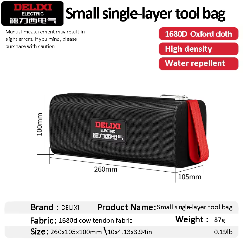 DELIXI – sac à outils électrique, sac de rangement Portable en tissu Oxford, réparation d'électricie