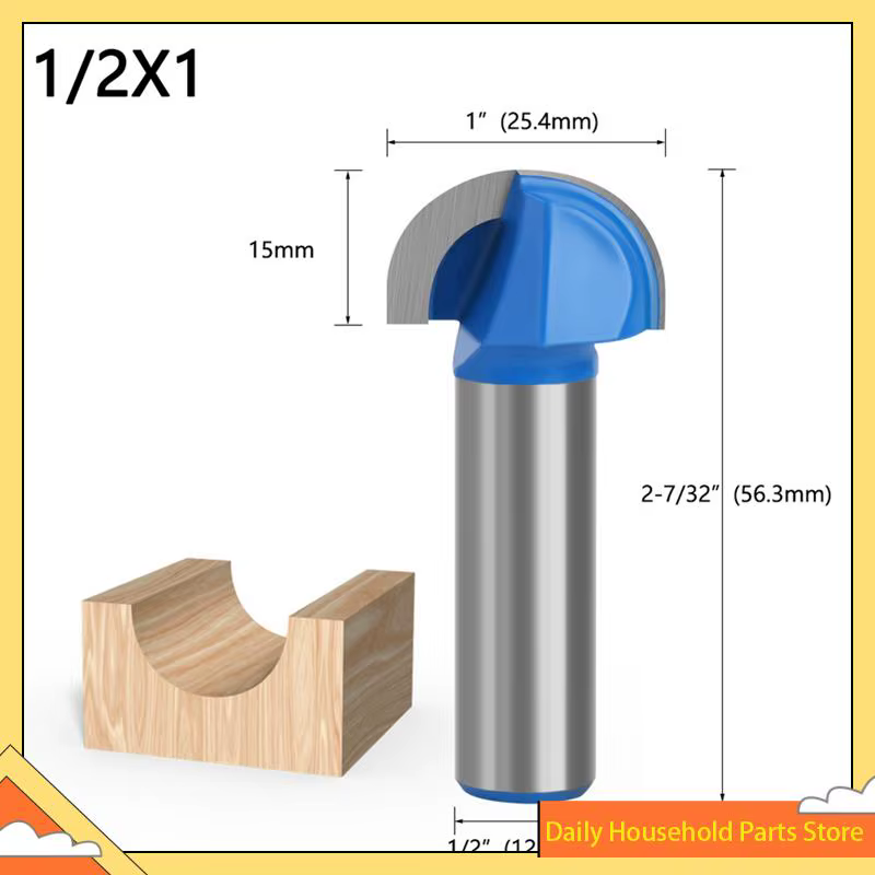 1/2 tige nez rond rainure noyau boîte routeur Bit Double rainure outils de travail du bois demi-rond