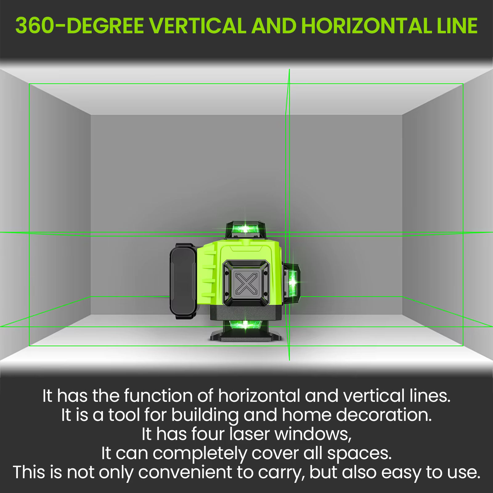 Niveau Laser 4D 16 lignes, ligne verte, auto-nivelant 360 horizontal et vertical, niveau Laser Super