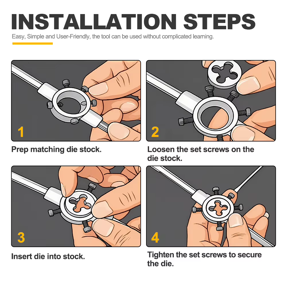 Matrice à filetage M11 M12 M13 M14 M15 M16 M18 M20, main droite pour le travail des métaux, outil ma