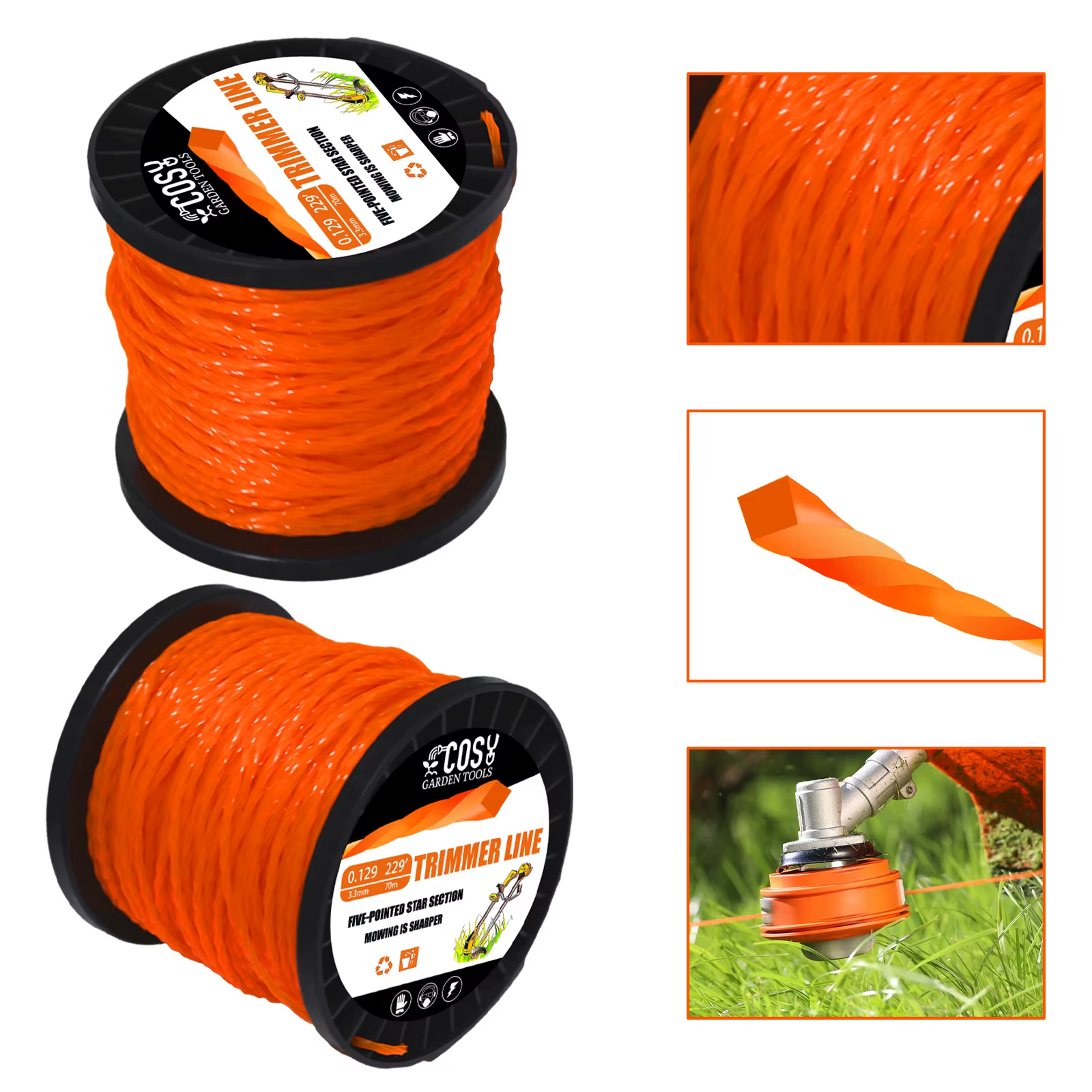 Ligne de débroussailleuse COSY2.0/2.4/2.7/3.3/4.0mm, spirale, enge, remplissage 2,4, ULnylon, pour t