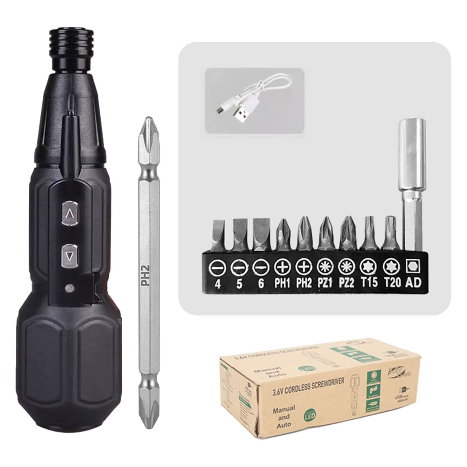 Tournevis électrique rechargeable sans fil, outil électrique rapide, petit kit électrique domestique