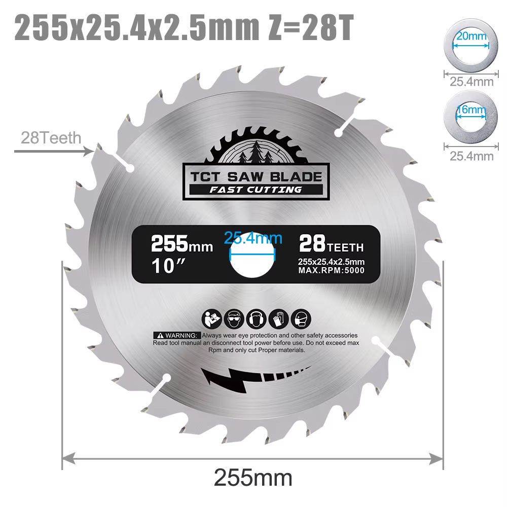 XCAN lame de scie circulaire 255 300 305mm TCT disque de coupe du bois lame de scie à pointe en carb