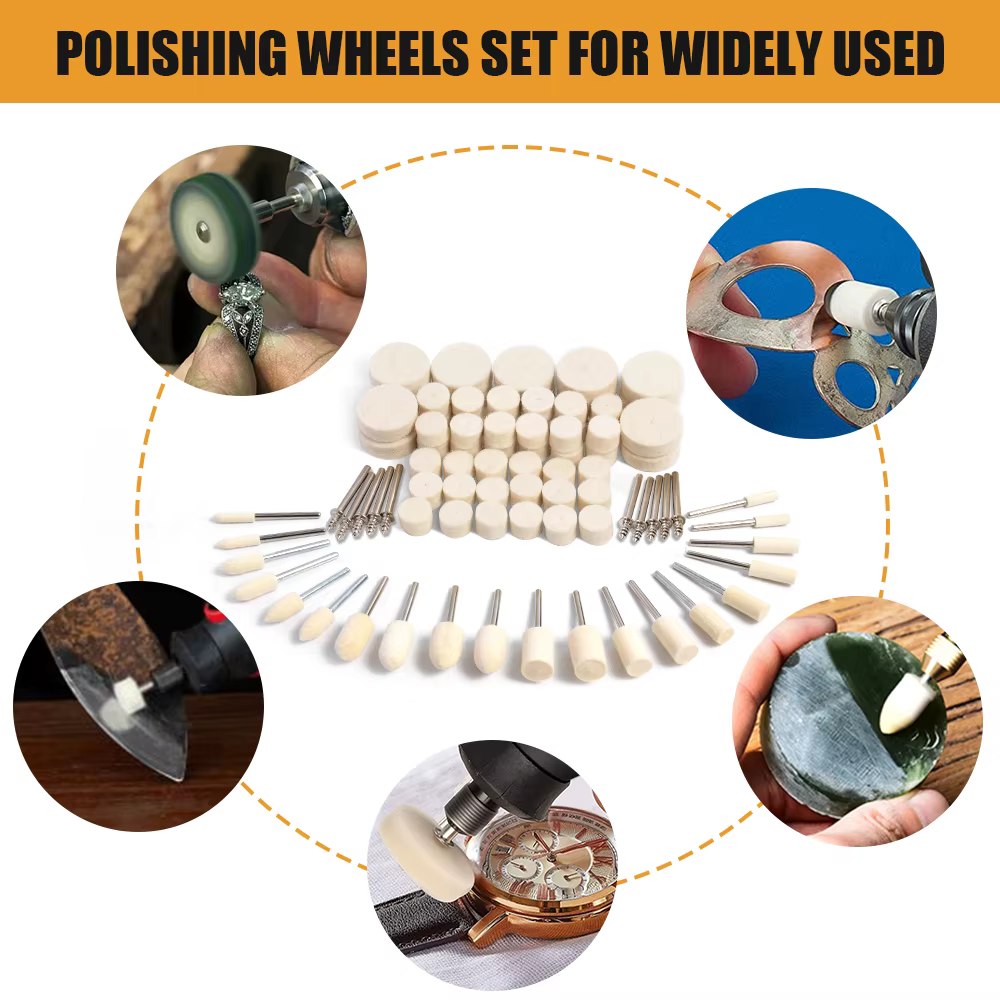 Roue de polissage en feutre pour outil rotatif Dremel, accessoires, tampon de polissage en feutre de