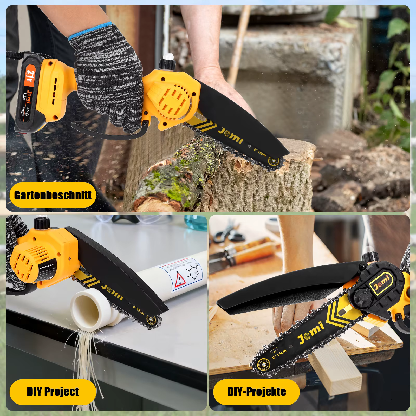 Tronçonneuse Jemi Tool de 6 pouces, équipée d'un système de lubrification automatique, idéale pour l