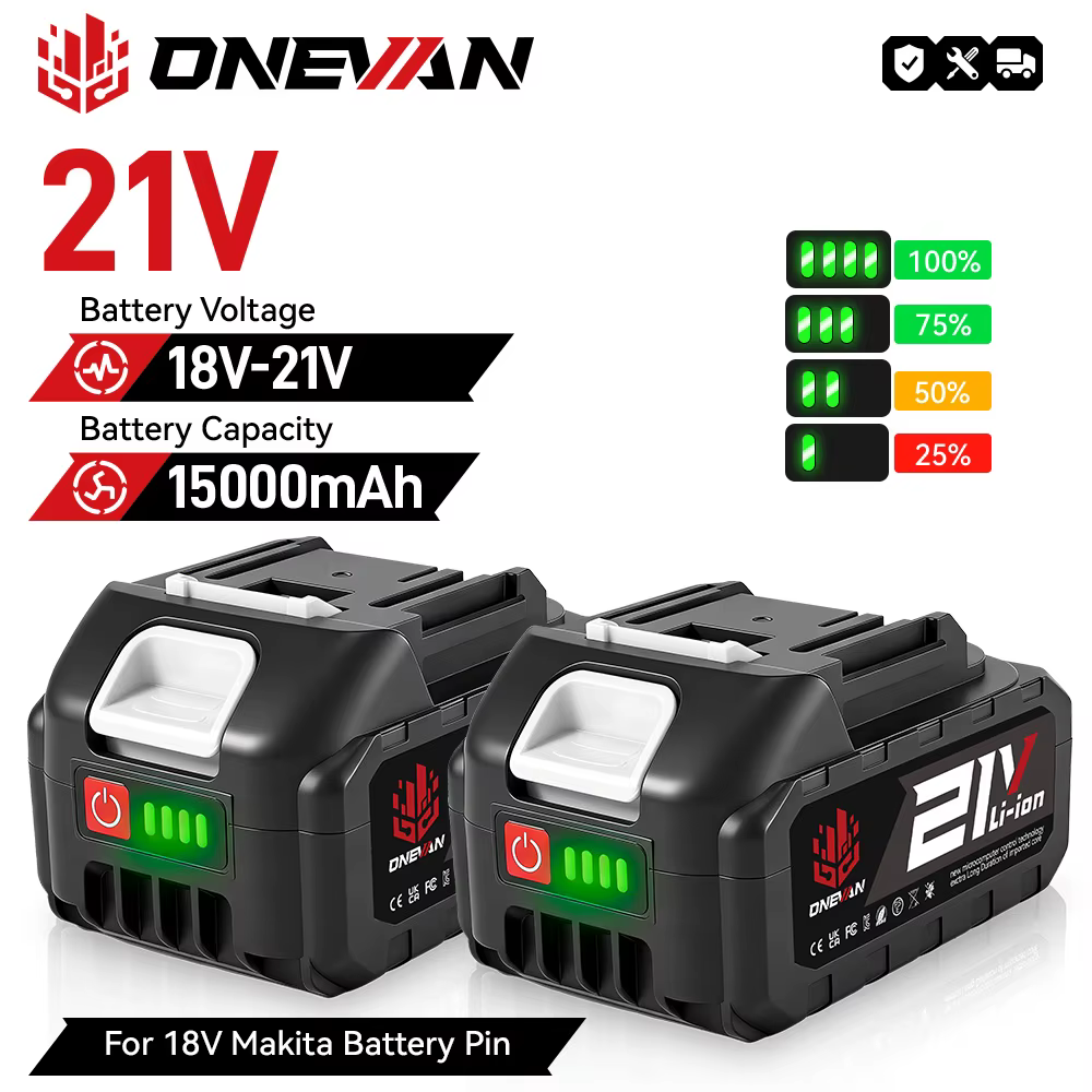 Batterie au lithium rechargeable ONEVAN 15000MAH BL1850 BL1840 pour clé à chocs électrique sans fil,
