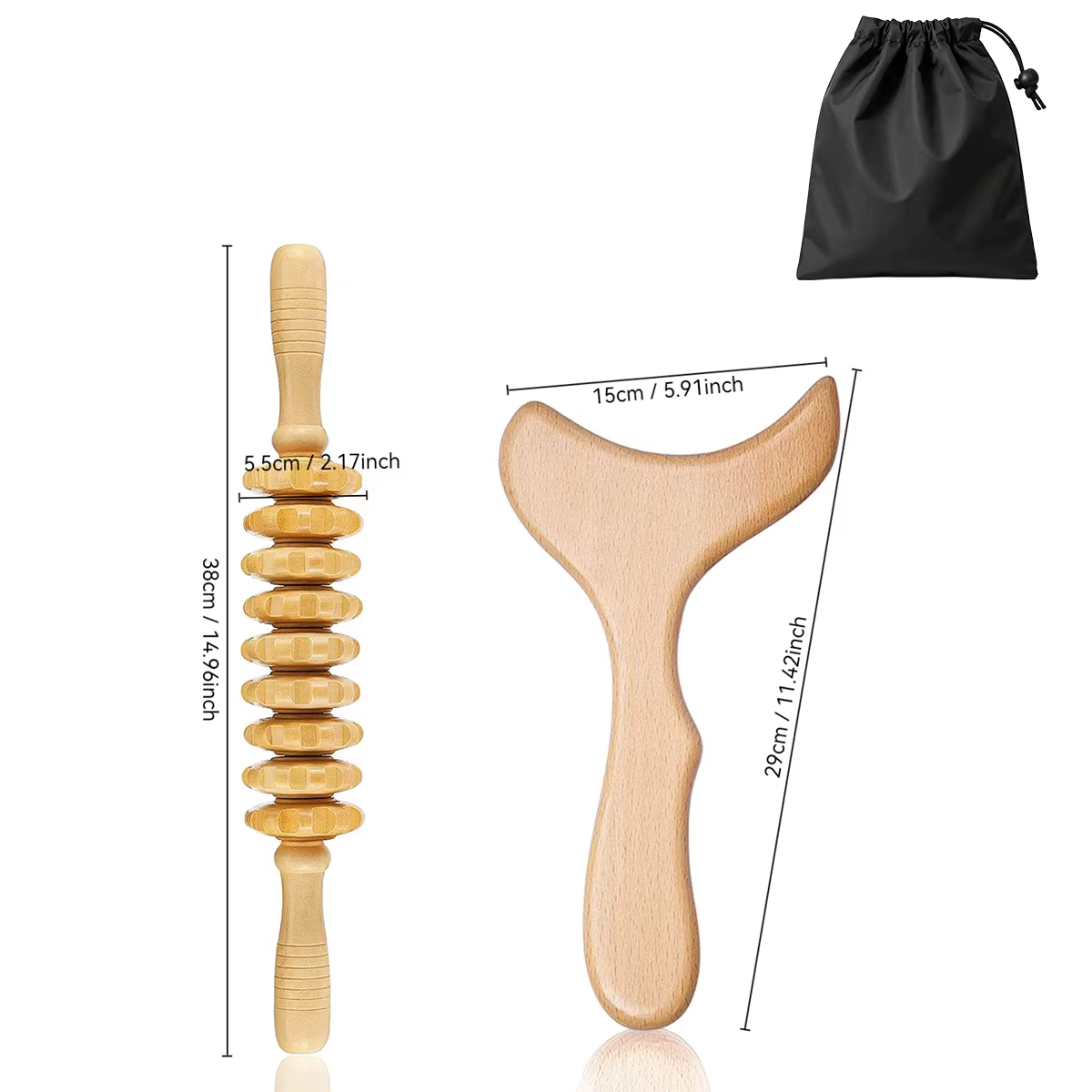 Ensemble d'outils de massage en bois, outil de modelage corporel en bois pour lutter contre la cellu