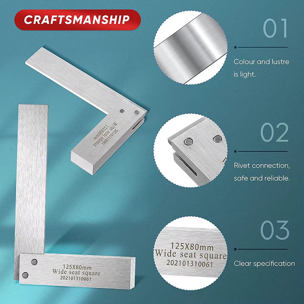 Machiniste carré ingénieur mécanique acier haute précision 90 degrés large Base outil Angle L-type t