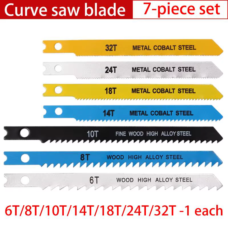 Jeu de lames de scie sauteuse, assortiment de lames de scie en acier au carbone avec tige en U tranc